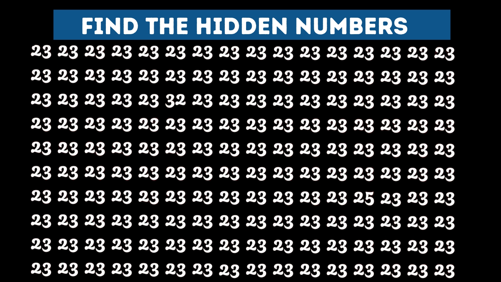 Hidden Numbers 25 And 32